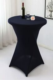 "Neel Blue Cocktail Spandex Tablecloth High Top Round Table Cover, 32"" x 43"", 5pcs in Black" - thumbnail 6