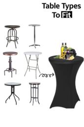 "Neel Blue Cocktail Spandex Tablecloth High Top Round Table Cover, 32"" x 43"", 5pcs in Black" - thumbnail 5