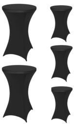 "Neel Blue Cocktail Spandex Tablecloth High Top Round Table Cover, 32"" x 43"", 5pcs in Black" - thumbnail 1