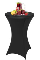 "Neel Blue Cocktail Spandex Tablecloth High Top Round Table Cover, 32"" x 43"", 5pcs in Black" - thumbnail 7