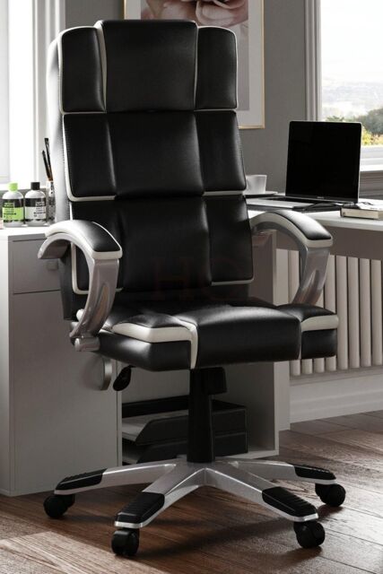 Home Discount Vida Designs Henderson Adjustable Chair UKFR Fabric Armrest Ergonomic in Black - image 1