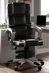 Home Discount Vida Designs Henderson Adjustable Chair UKFR Fabric Armrest Ergonomic in Black