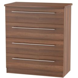 Ready Assembled 2 U Carlton 4 Drawer Chest (Ready Assembled) in Walnut - Size: Medium