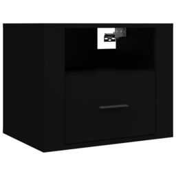 Berkfield Home Wall-mounted Bedside Cabinet Black 50x36x40 cm - Size: 50 x 36 x 40 cm - thumbnail 2