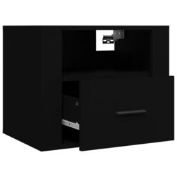 Berkfield Home Wall-mounted Bedside Cabinet Black 50x36x40 cm - Size: 50 x 36 x 40 cm - thumbnail 6