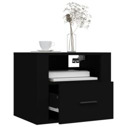 Berkfield Home Wall-mounted Bedside Cabinet Black 50x36x40 cm - Size: 50 x 36 x 40 cm - thumbnail 4