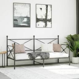 Berkfield Home Day Bed without Mattress Black 90x200 cm Steel - thumbnail 3