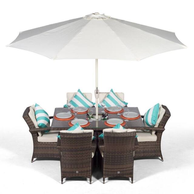 Thats Furniture Arizona Rectangle 6 Seat Rattan Dining Set Ice Bucket Drinks Cooler in Brown - image 1