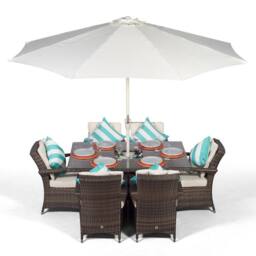 Thats Furniture Arizona Rectangle 6 Seat Rattan Dining Set Ice Bucket Drinks Cooler in Brown - thumbnail 1