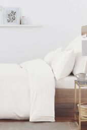 Murmur ' 1000TC' Plain Dye Fitted Sheet in White - Size: Super King Fitted - thumbnail 2