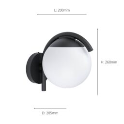 Eglo Prata Vecchia Metal & Plastic IP44 Outdoor Wall Light in Black - thumbnail 3