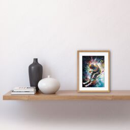 "Artery8 Wall Art Print Skier Skiing Vibrant Splatter Art Motion Painting Artwork Framed 9X7 Inch in Beige - Size: W7"" x H9""" - thumbnail 2