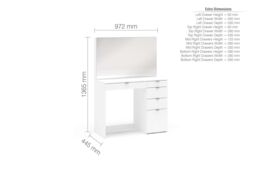 Birlea Ava 5 Drawer Dressing Table Black in White - thumbnail 3