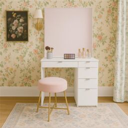 Birlea Ava 5 Drawer Dressing Table Black in White - thumbnail 1