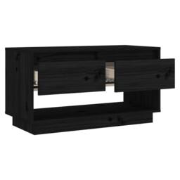 Berkfield Home TV Cabinet Black 74x34x40 cm Solid Wood Pine - Size: 74 x 34 x 40 cm - thumbnail 4