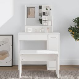 Berkfield Home Dressing Table with Mirror White 86.5x35x136 cm