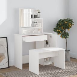 Berkfield Home Dressing Table with Mirror White 86.5x35x136 cm - thumbnail 3