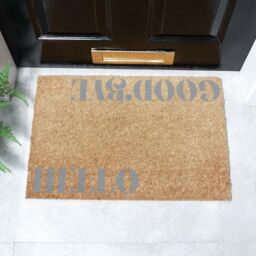 Artsy Mats Grey Hello Goodbye Mirrored Doormat - Size: 40 cm x 60 cm - thumbnail 2
