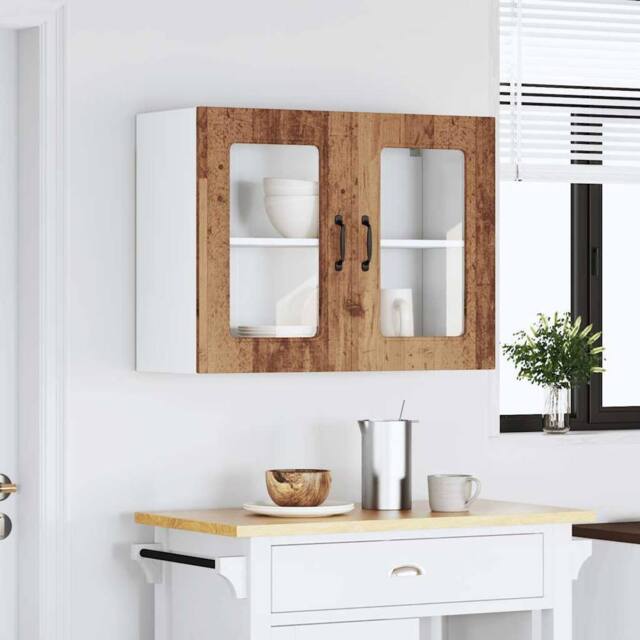 Berkfield Home Kitchen Wall Cabinet with Glass Door Kalmar Old Wood Engineered Wood in Brown - image 1