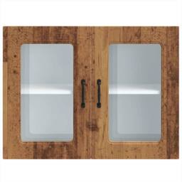 Berkfield Home Kitchen Wall Cabinet with Glass Door Kalmar Old Wood Engineered Wood in Brown - thumbnail 6