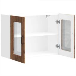 Berkfield Home Kitchen Wall Cabinet with Glass Door Kalmar Old Wood Engineered Wood in Brown - thumbnail 7