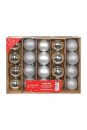 KDMD Silver Bauble on Wire - Matt Shiny Glitter 20 Pack - thumbnail 1