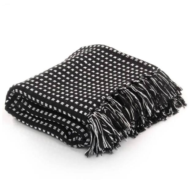 Berkfield Home Throw Cotton Squares 160x210 cm Black - image 1