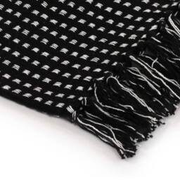 Berkfield Home Throw Cotton Squares 160x210 cm Black - thumbnail 4