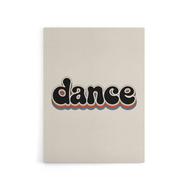 "Artery8 Dance Colourful Retro Rainbow Font Typography Canvas Wall Art Print in Beige - Size: W18"" x H24""" - image 1