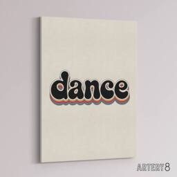 "Artery8 Dance Colourful Retro Rainbow Font Typography Canvas Wall Art Print in Beige - Size: W18"" x H24""" - thumbnail 2