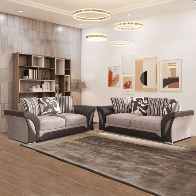 Sliding Wardrobes 4U Fabric 3+2 & Corner Sofa Set for Modern Living Spaces Black/Grey 3+2 in Beige - Size: 3 Pack - image 1