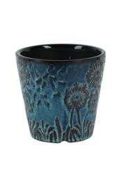 KDMD Ice Blue Hortus Cairns Stamped Pot 22 x 21.5cm - Size: 22 x 21.5 cm