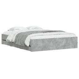 Berkfield Home Bed Frame with Drawers without Mattress Concrete Grey 140x200 cm - thumbnail 3