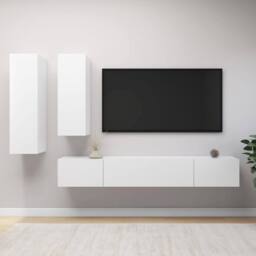 Berkfield Home 4 Piece TV Cabinet Set White Engineered Wood - thumbnail 1