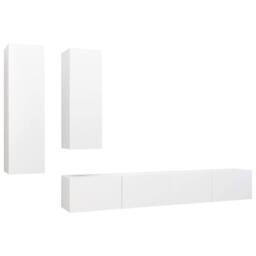 Berkfield Home 4 Piece TV Cabinet Set White Engineered Wood - thumbnail 2