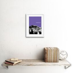 "Artery8 Wall Art Print Arthurs Seat Edinburgh Scotland Scottish Landmark Purple Framed Art in White - Size: W7"" x H9""" - thumbnail 2