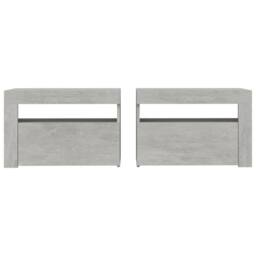 Berkfield Home Bedside Cabinets 2 pcs with LEDs Concrete Grey 60x35x40 cm - Size: 60 x 35 x 40 cm - thumbnail 4