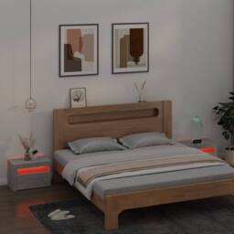 Berkfield Home Bedside Cabinets 2 pcs with LEDs Concrete Grey 60x35x40 cm - Size: 60 x 35 x 40 cm - thumbnail 9
