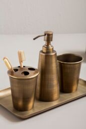 Orsina Madison Lotion Dispenser, Metallic Bathroom Accessory in Gold - thumbnail 4