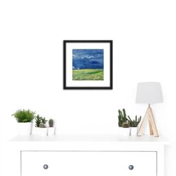 Artery8 Van Gogh Wheatfield Under Thunderclouds Painting 8X8 Inch Square Wooden Framed Wall Art Print Picture with Mount in Black - thumbnail 2