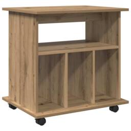 Berkfield Home Rolling Cabinet Artisan Oak 60x45x60 cm Engineered Wood in Brown - Size: 60 x 45 x 60 cm - thumbnail 7