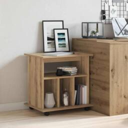 Berkfield Home Rolling Cabinet Artisan Oak 60x45x60 cm Engineered Wood in Brown - Size: 60 x 45 x 60 cm - thumbnail 1