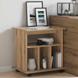 Berkfield Home Rolling Cabinet Artisan Oak 60x45x60 cm Engineered Wood in Brown - Size: 60 x 45 x 60 cm - thumbnail 4