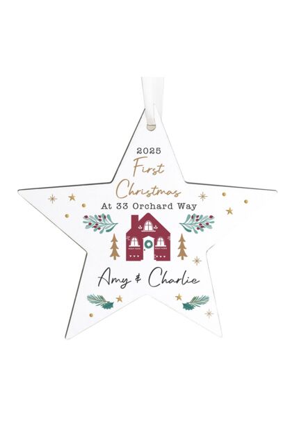 Personalised Memento Company Personalised Home For Christmas Star Ornament in White - image 1