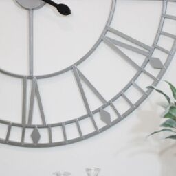 Melody Maison Extra Large Silver Skeleton Wall Clock 80cm X 80cm - Size: 80 cm X 80 cm - thumbnail 6
