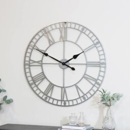 Melody Maison Extra Large Silver Skeleton Wall Clock 80cm X 80cm - Size: 80 cm X 80 cm - thumbnail 3