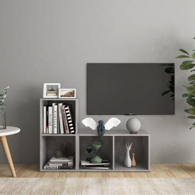 Berkfield Home TV Cabinets 2 pcs Concrete Grey 72x35x36.5 cm Engineered Wood - image 1