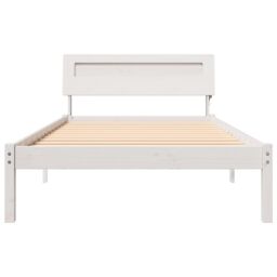 Berkfield Home with LED Strip Lights with Headboard White 90 x 190 cm Solid pine wood - thumbnail 5