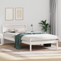 Berkfield Home with LED Strip Lights with Headboard White 90 x 190 cm Solid pine wood