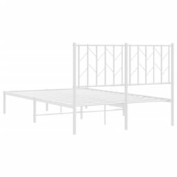 Berkfield Home Metal Bed Frame without Mattress with Headboard White 120x190cm - Size: 120x190 cm - thumbnail 7
